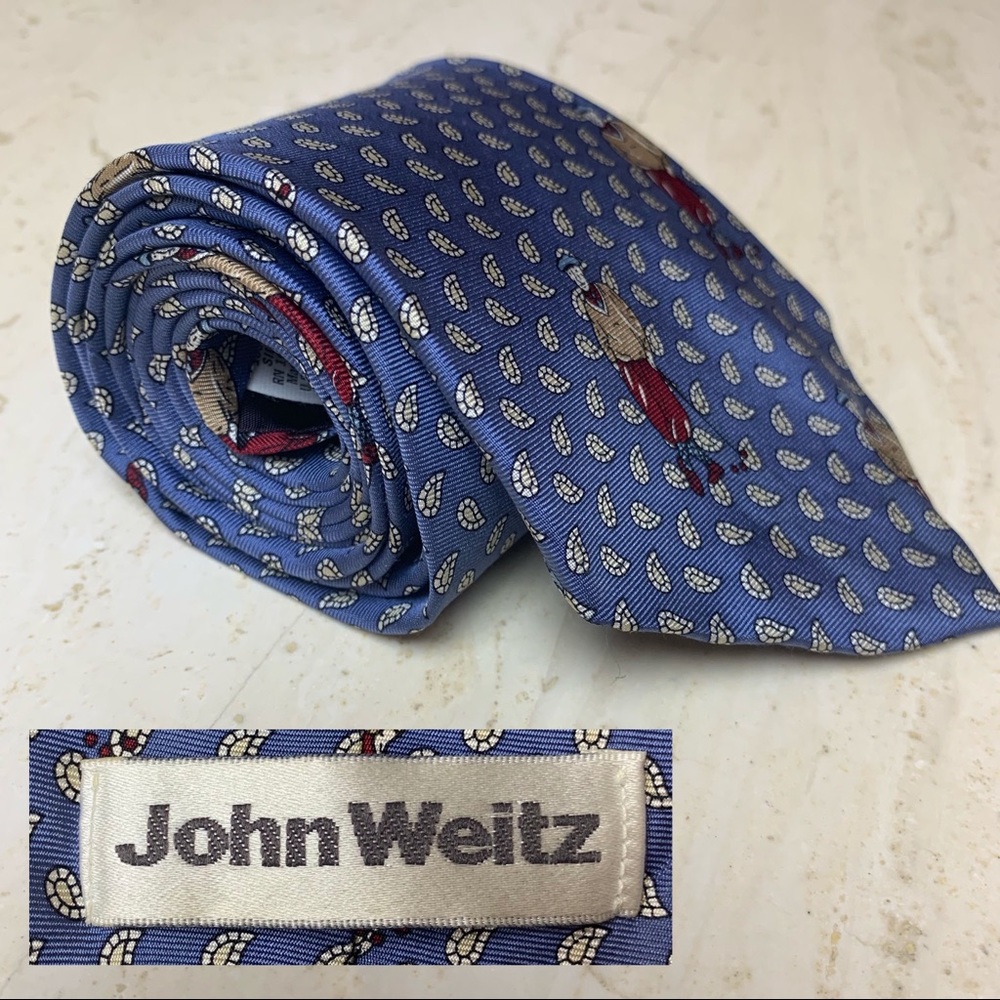 JOHN WEITZ golfer paisley silk tie